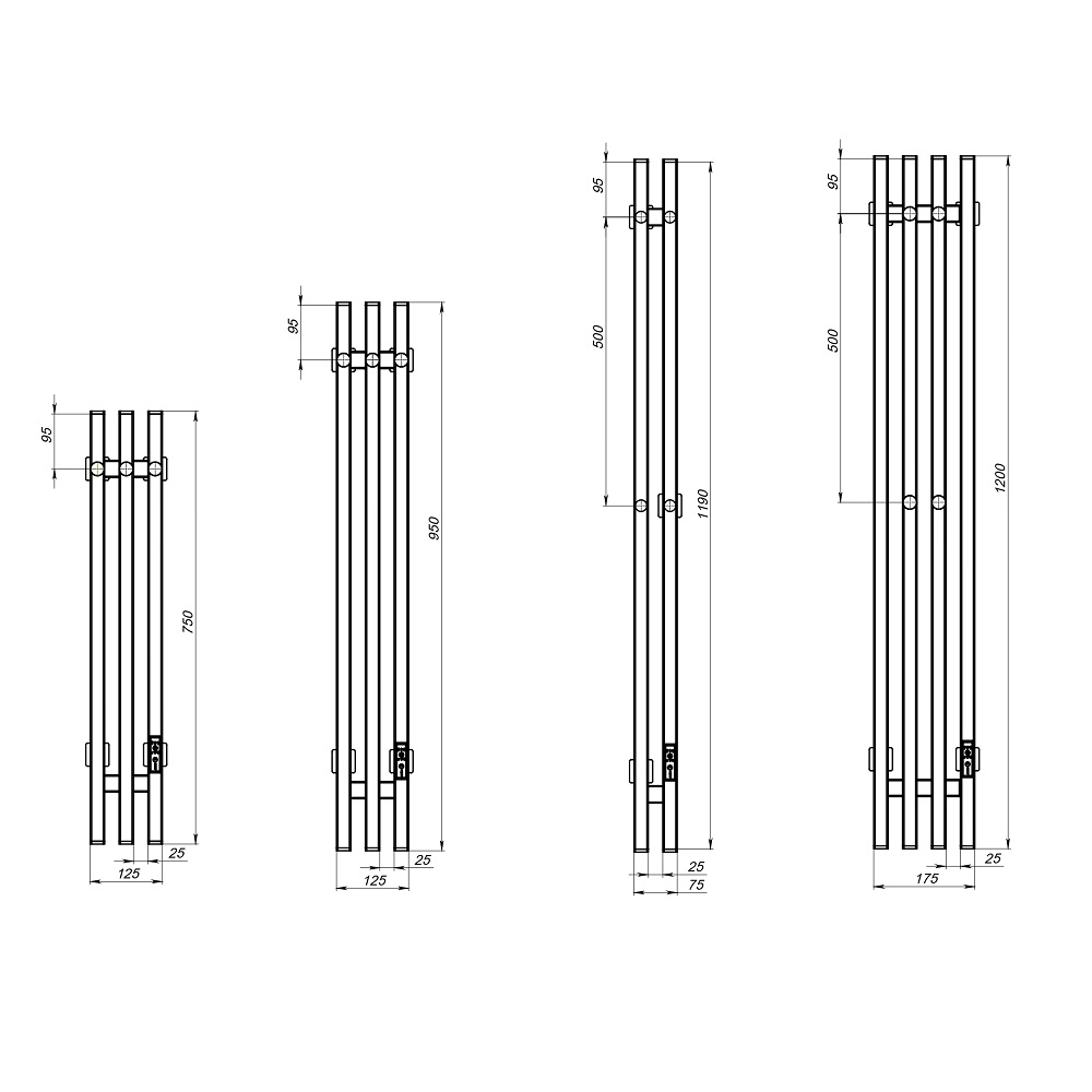 Полотенцесушитель Пэк сп Вектор кв 4 120х15 белый ВГП